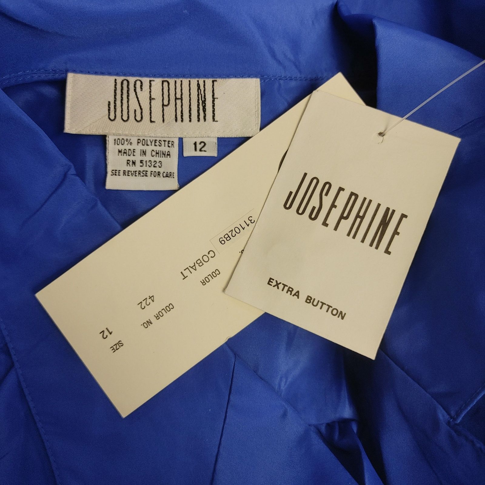 Other Josephine Women's 10 Blue Short Sleeve Bttn Down Top Size L / US 10 / IT 46 - 3 Thumbnail