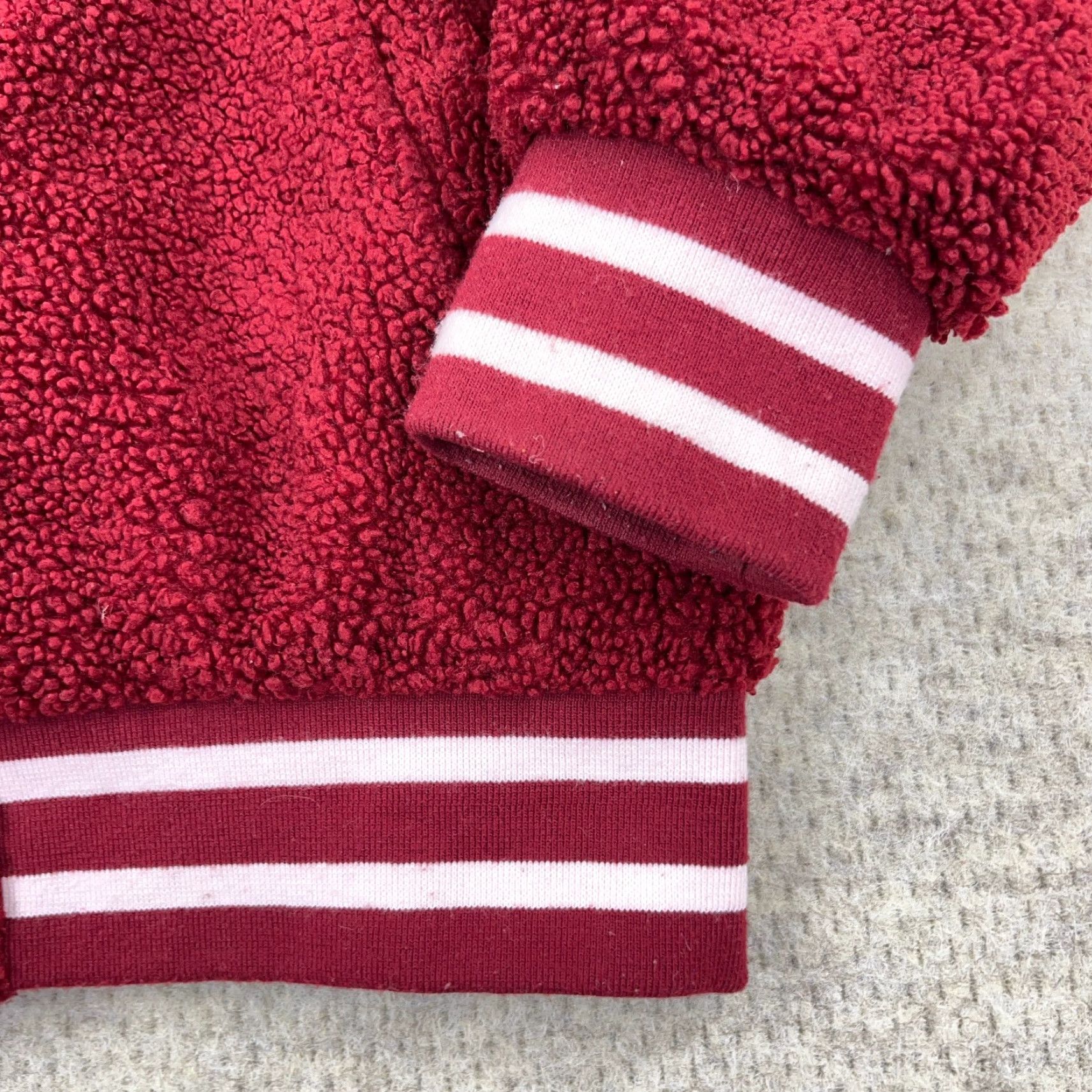 Etro Stussy Varsity Jacket Women Small Red Burgundy Sherpa Deep Pile Retro Snap Micah Size S / US 4 / IT 40 - 7 Thumbnail