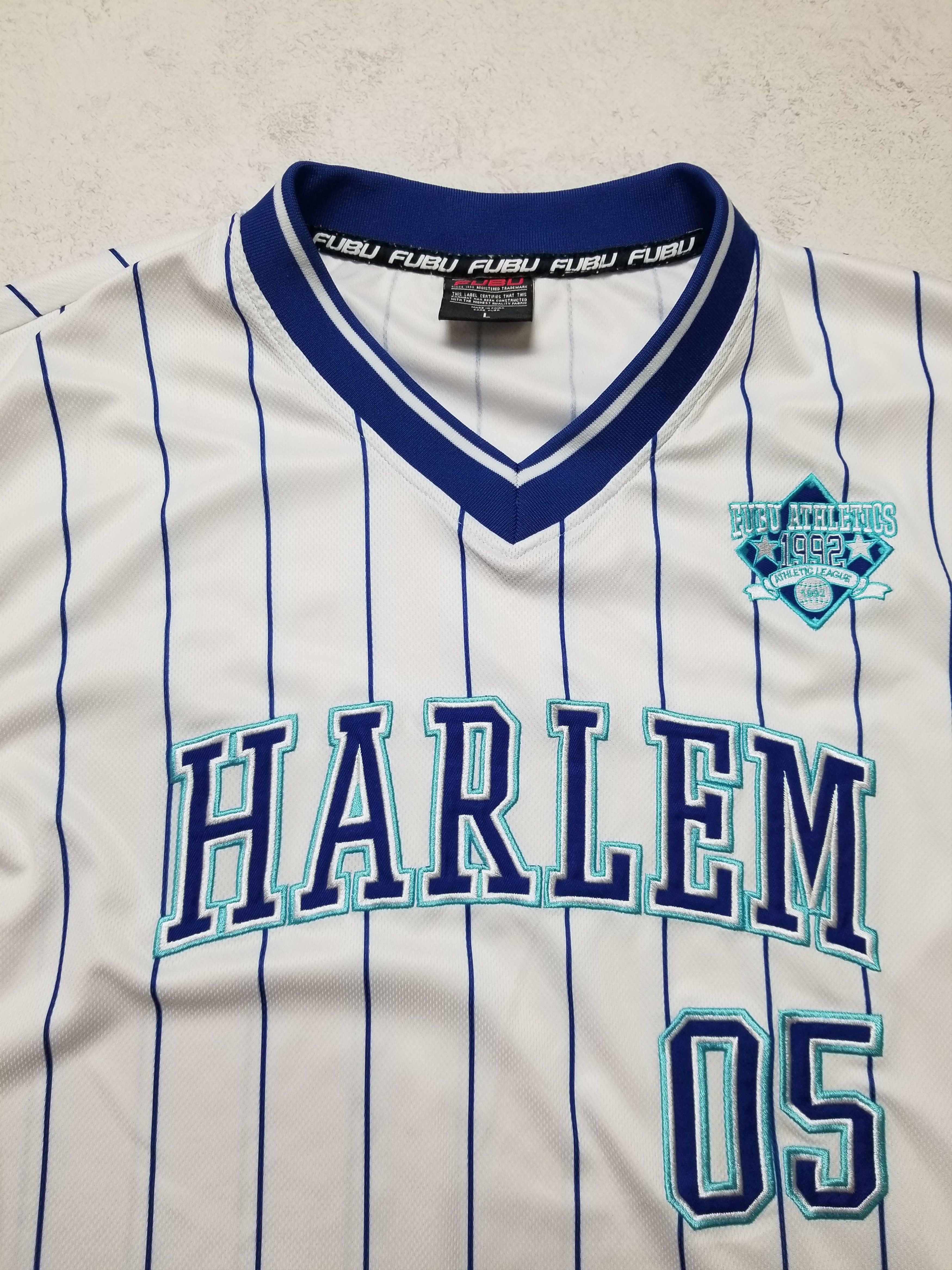 Fubu Vintage Fubu Harlem Y2K Rare White Pinstripe jersey Size US L / EU 52-54 / 3 - 12 Thumbnail