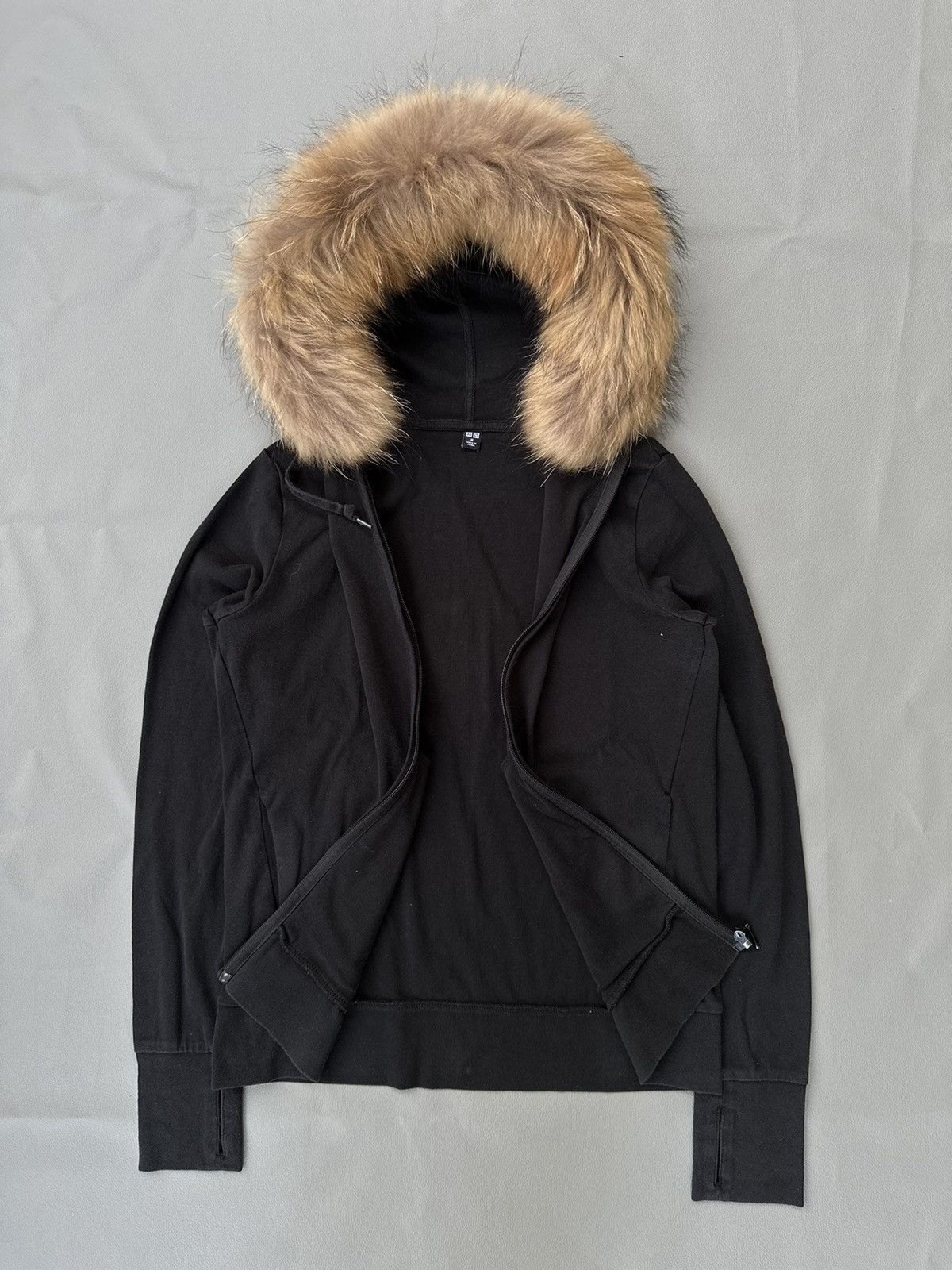 20471120 BLACK COLOUR UNIQLO Zip Fur Hoodie IfSixWasNine LGB style Size US S / EU 44-46 / 1 - 2 Thumbnail