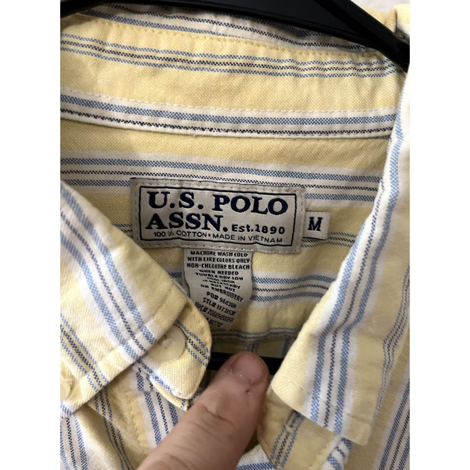 Vintage US Polo Assn. Button Down Shirt Men Medium Yellow Striped Classic Casual Long Sleeve Size US M / EU 48-50 / 2 - 2 Thumbnail