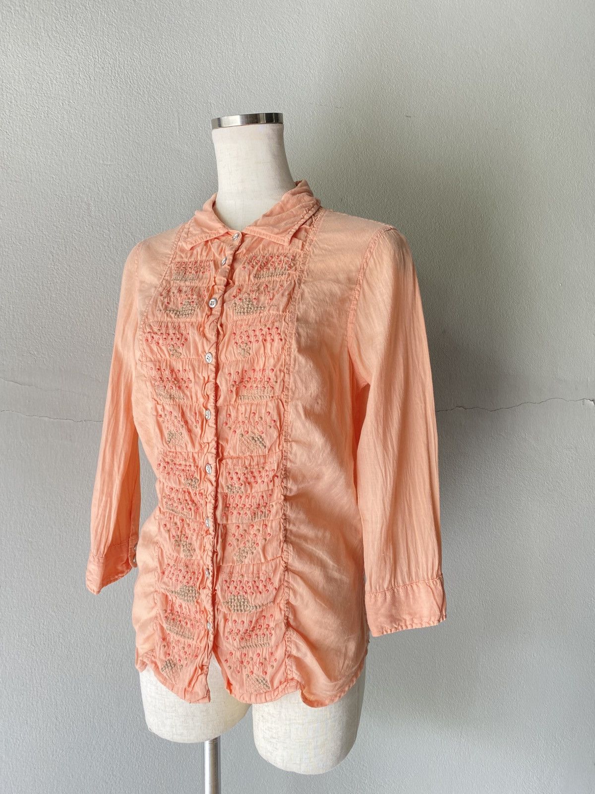 Marithe + Francois Girbaud MARITHE + FRANCOIS GIRBAUD Peach Ruffled Blouse Size M / US 6-8 / IT 42-44 - 15 Thumbnail