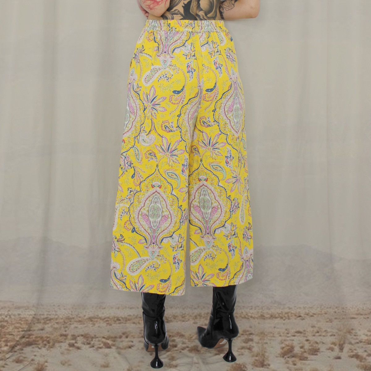 Handmade × Vintage 🍋PAISLEY YELLOW PANTS🍋 Size 28" / US 6 / IT 42 - 3 Thumbnail