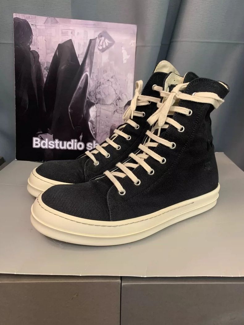Rick Owens Rick Owens Satin High Top Black and White Sneakers Size US 7.5 / EU 40-41 - 4 Thumbnail