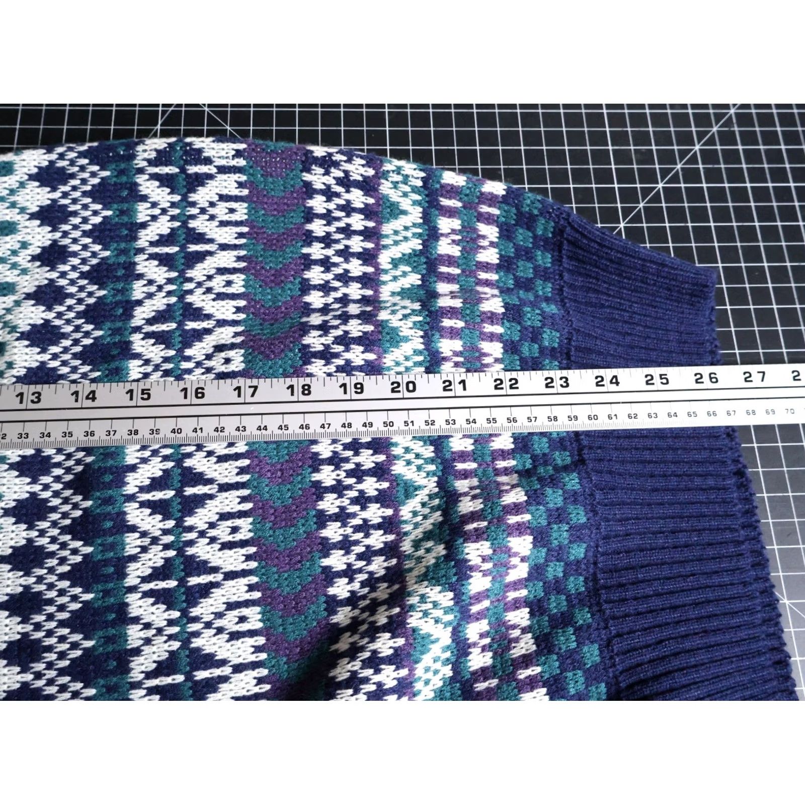 Vintage VINTAGE 90s Fair Isle Sweater Men's M Blue White Crewneck Windridge Pullover Knit Warm Casual Ski Retro Size US M / EU 48-50 / 2 - 7 Thumbnail