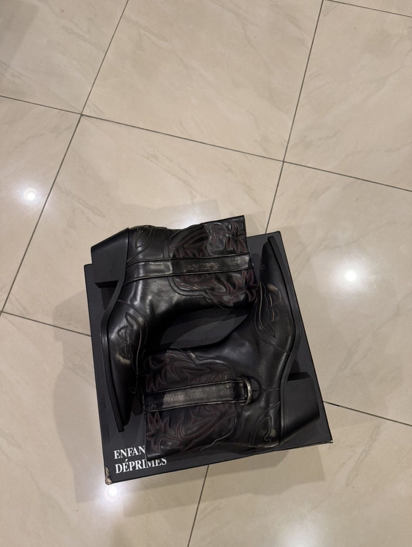Enfants Riches Deprimes Enfants Riches Déprimés Distressed Leather Cowboy Boots Size US 11 / EU 44 - 1 Thumbnail