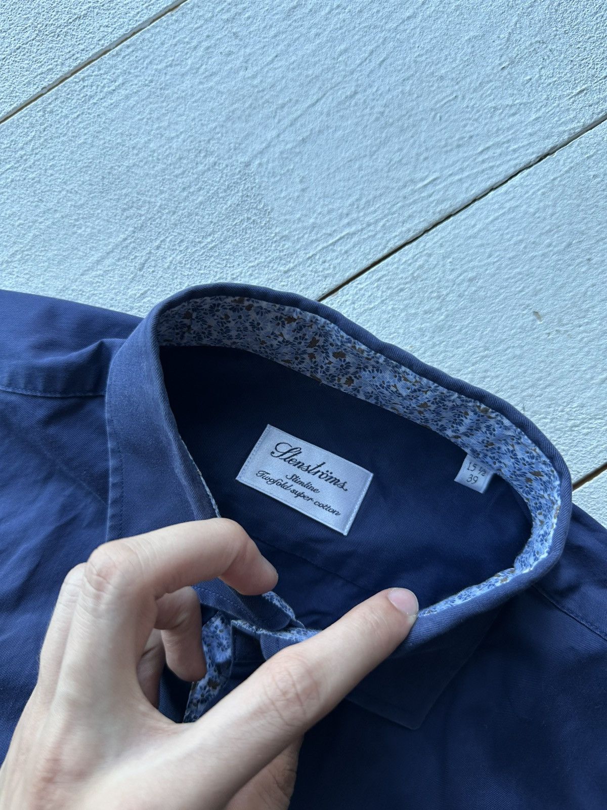 Strenstroms 🚨Stenstroms Men 15 1/2 39 M Casual Shirt blue luxury flowers Size US M / EU 48-50 / 2 - 5 Thumbnail
