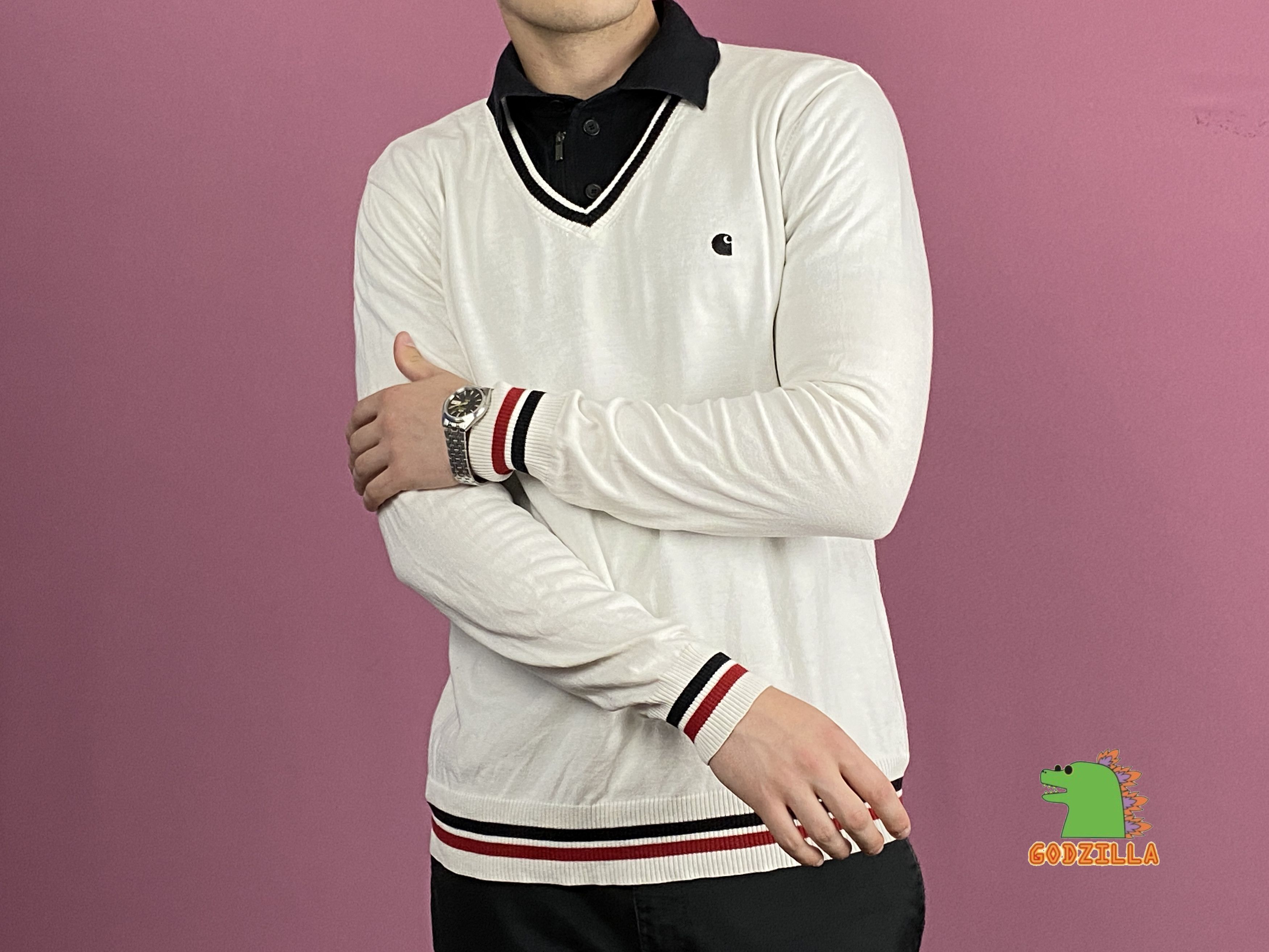 Carhartt × Vintage Carhartt Vintage Men's V Neck Sweater - L Size US L / EU 52-54 / 3 - 4 Thumbnail