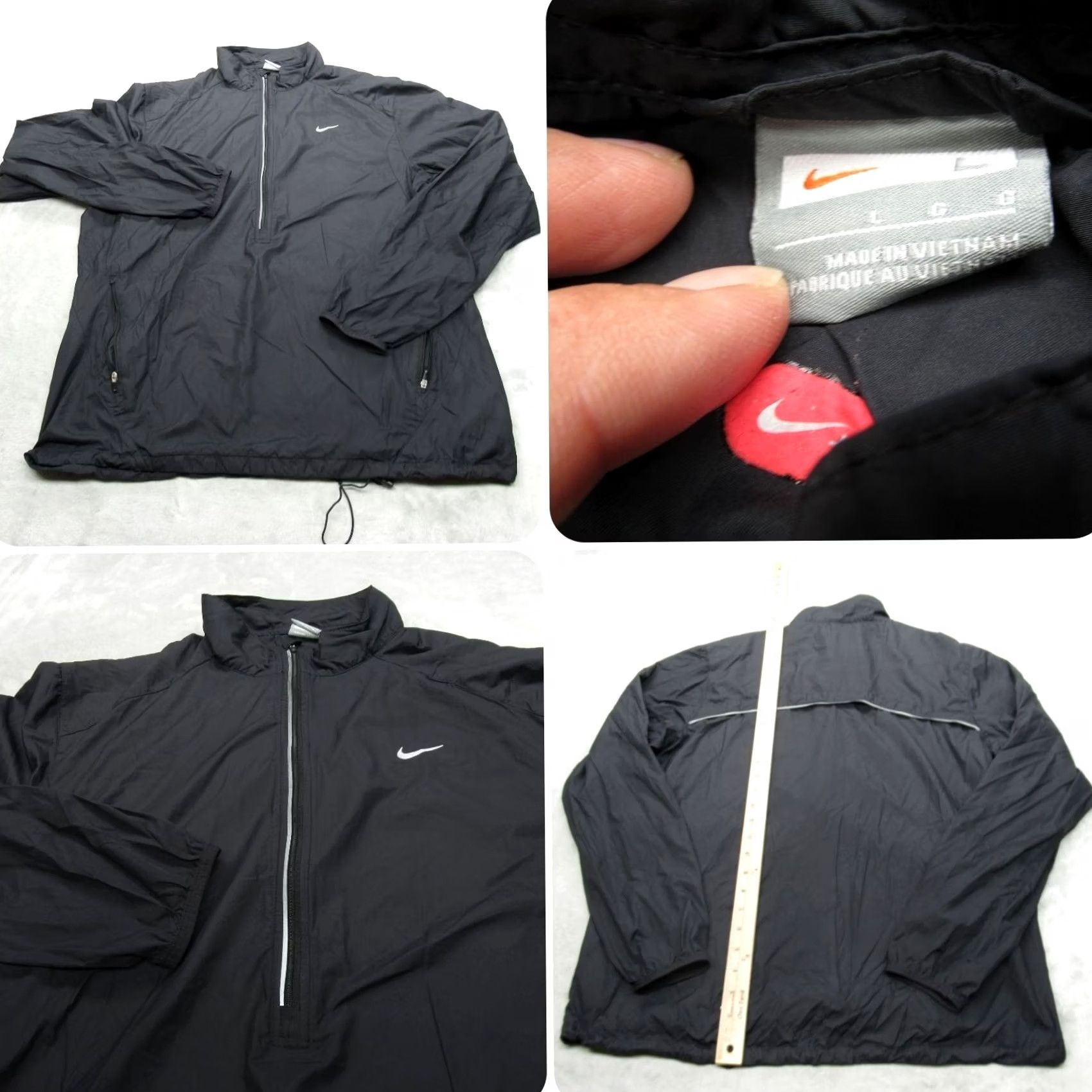 Nike VTG 90's Nike Jacket Mens Large Black Lightweight Packable 1/2 Zip Pullover Wind Size US L / EU 52-54 / 3 - 2 Thumbnail