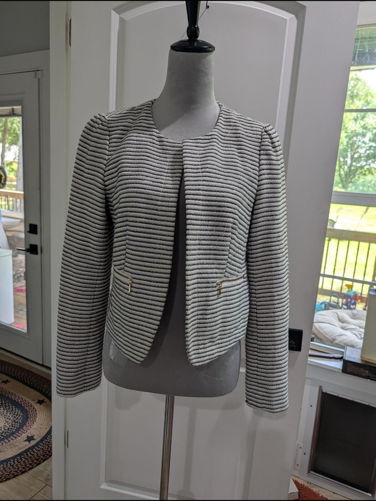 Other LOFT Striped Open-Front Blazer in White and Black Size S / US 4 / IT 40 - 6 Thumbnail