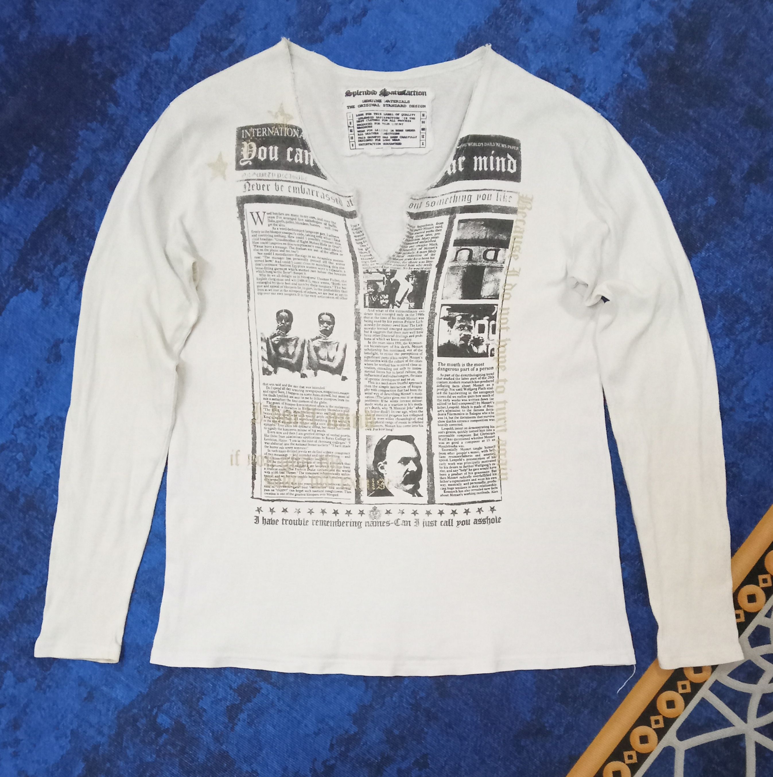 Japanese Brand Splendid Satisfaction Newspaper Gazette Design Top Size L / US 10 / IT 46 - 2 Thumbnail