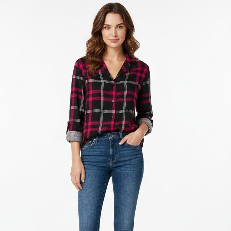 Rails Rails button up Flannel Shirt Red Black Plaid Camp Collar Size S / US 4 / IT 40 - 1 Thumbnail