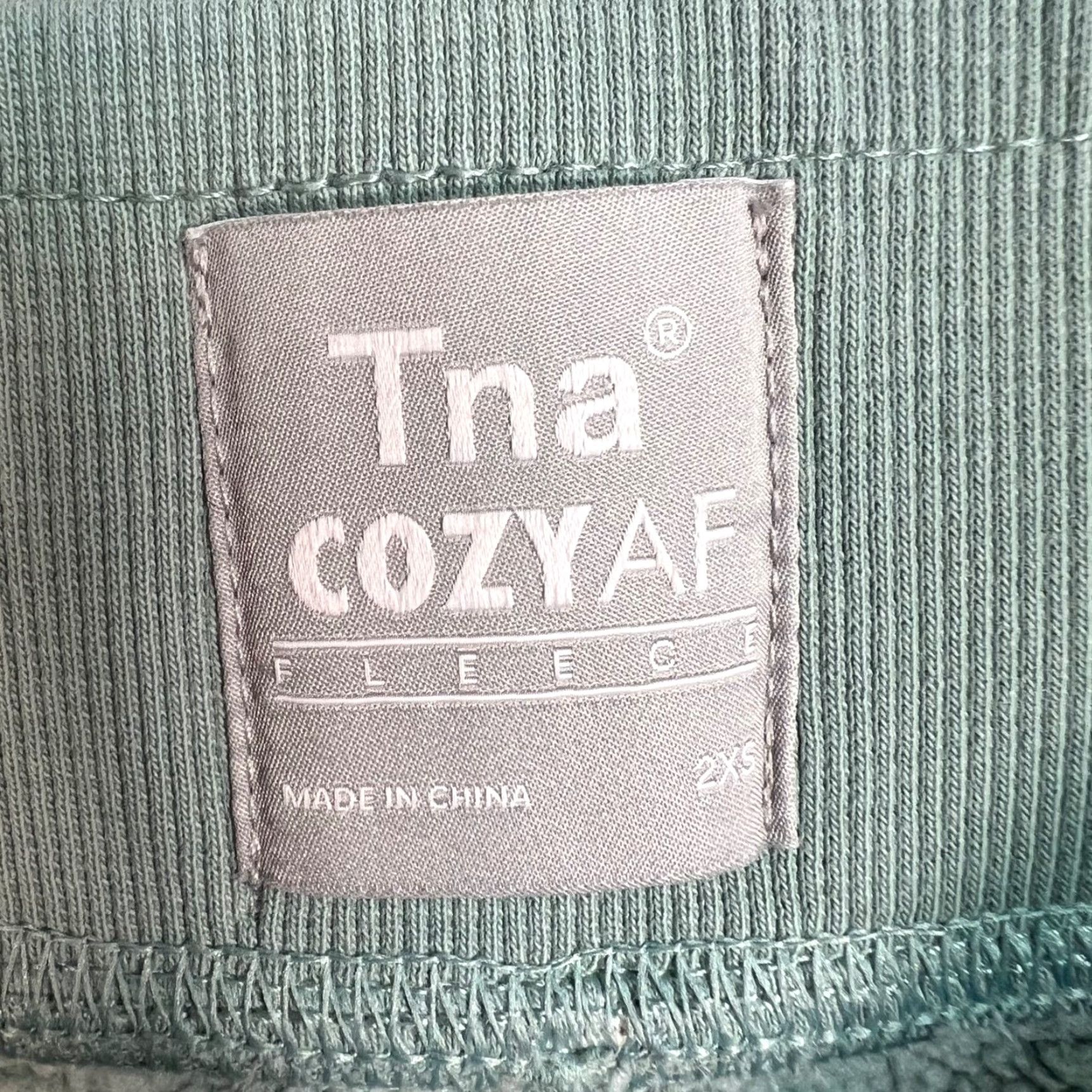 TNA Tna CozyAF Fleece High-Waisted Sweatpants 2XS Sage Green Cotton Blend Womens Size 24" / US 00 / IT 34 - 2 Thumbnail