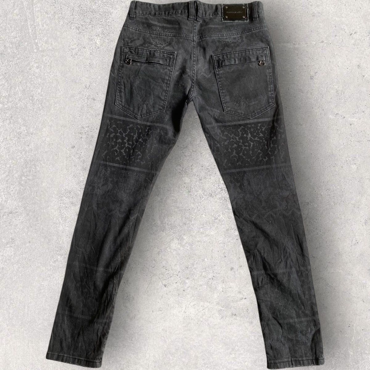 Balmain Animal Print Black Wash Biker Denim Size US 30 / EU 46 - 5 Thumbnail