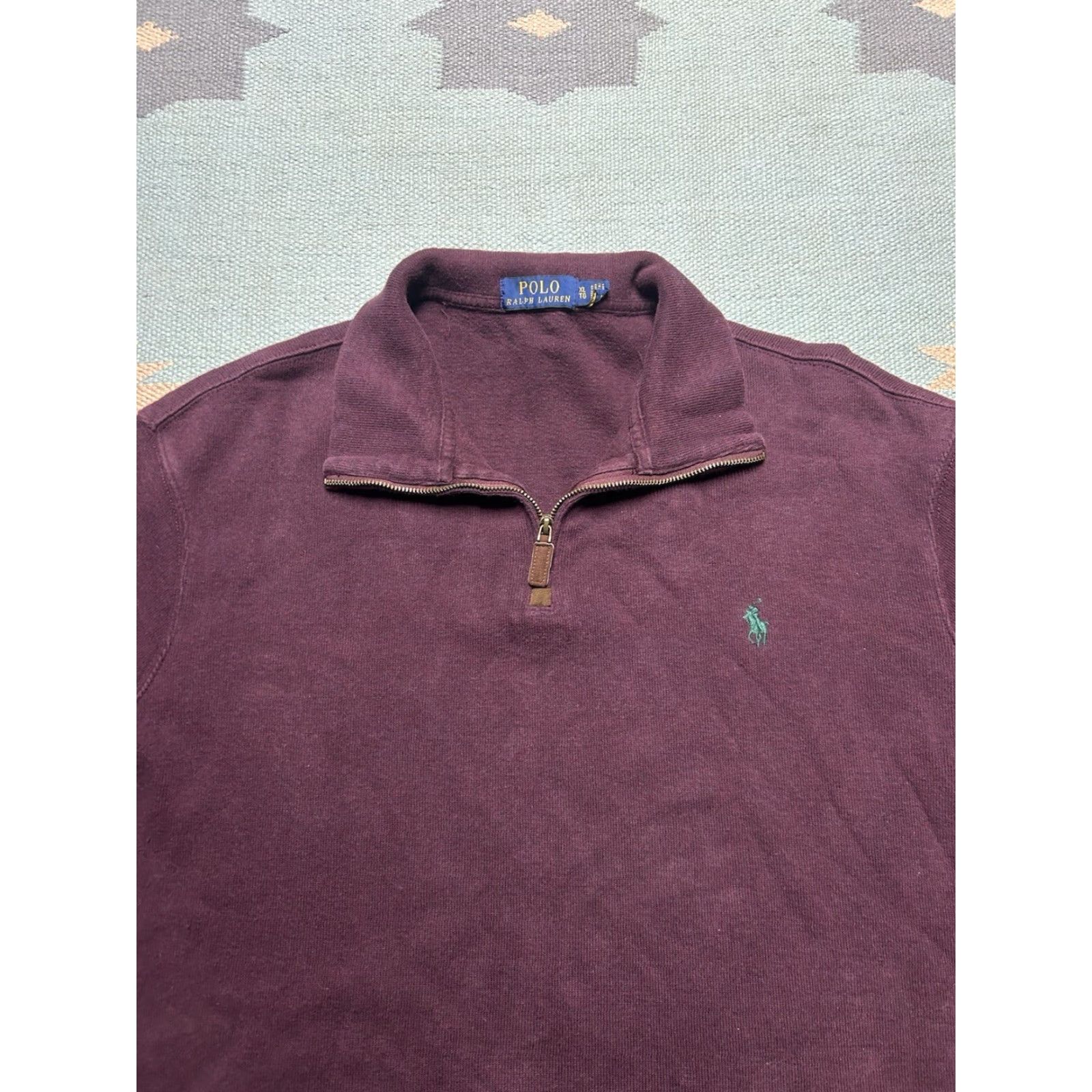 Ralph Lauren VINTAGE Polo Ralph Lauren 1/4 Zip Shirt Long Sleeve Sweater Cotton Maroon XL Men Size US XL / EU 56 / 4 - 2 Thumbnail
