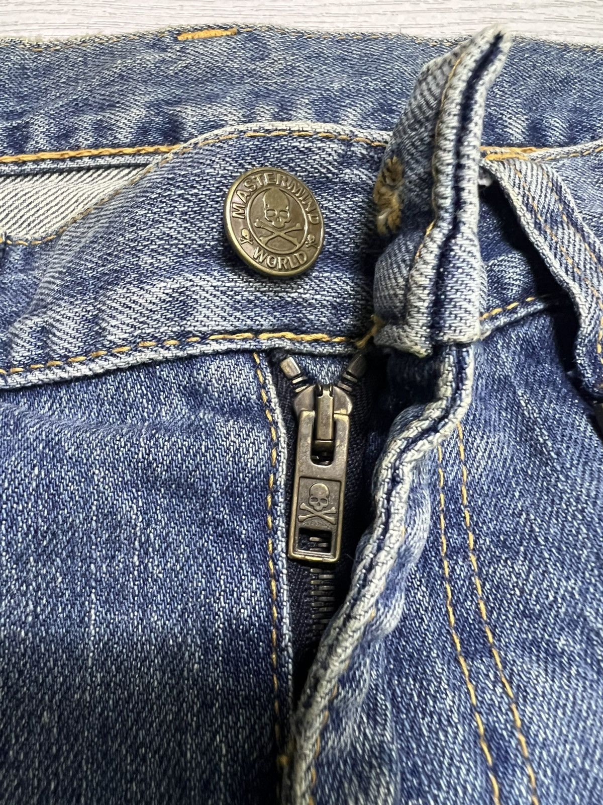 Mastermind World Mastermind World - Double Waist Crash Skinny Denim Jeans Size US 30 / EU 46 - 18 Thumbnail