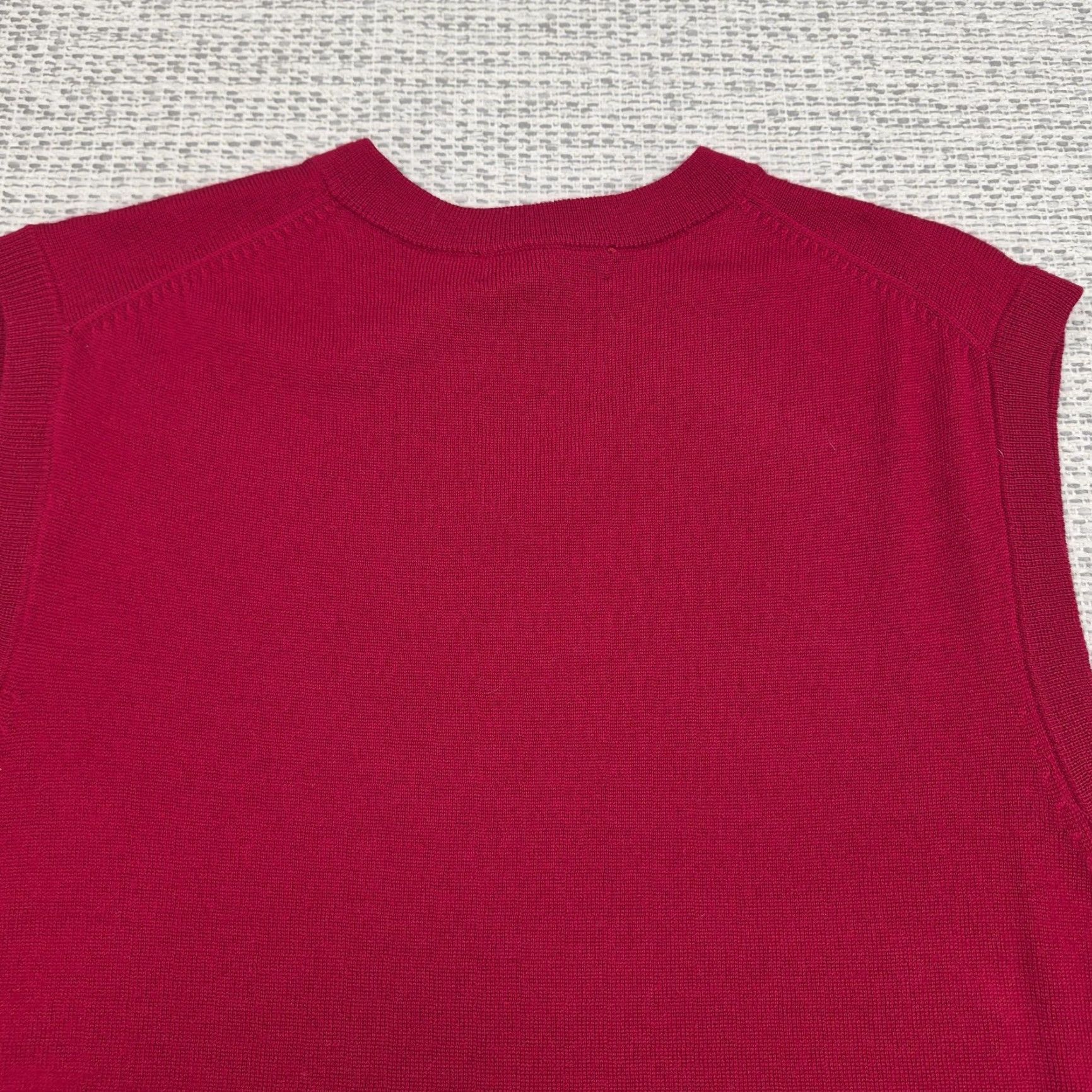 Vintage Turnbury Mens XL Red 100% Extra Fine Merino Wool V Neck Knit Sweater Vest Shirt Size US XL / EU 56 / 4 - 7 Thumbnail