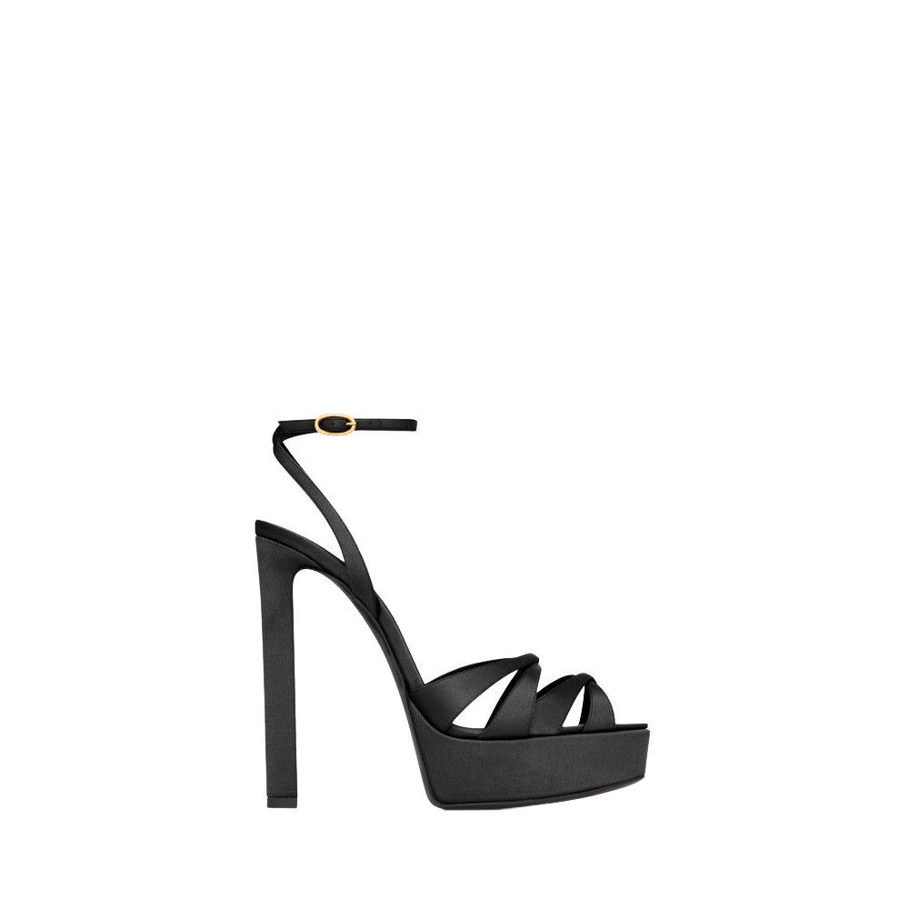 SAINT LAURENT Chandelle $1300 Black Platform Sandals New & A