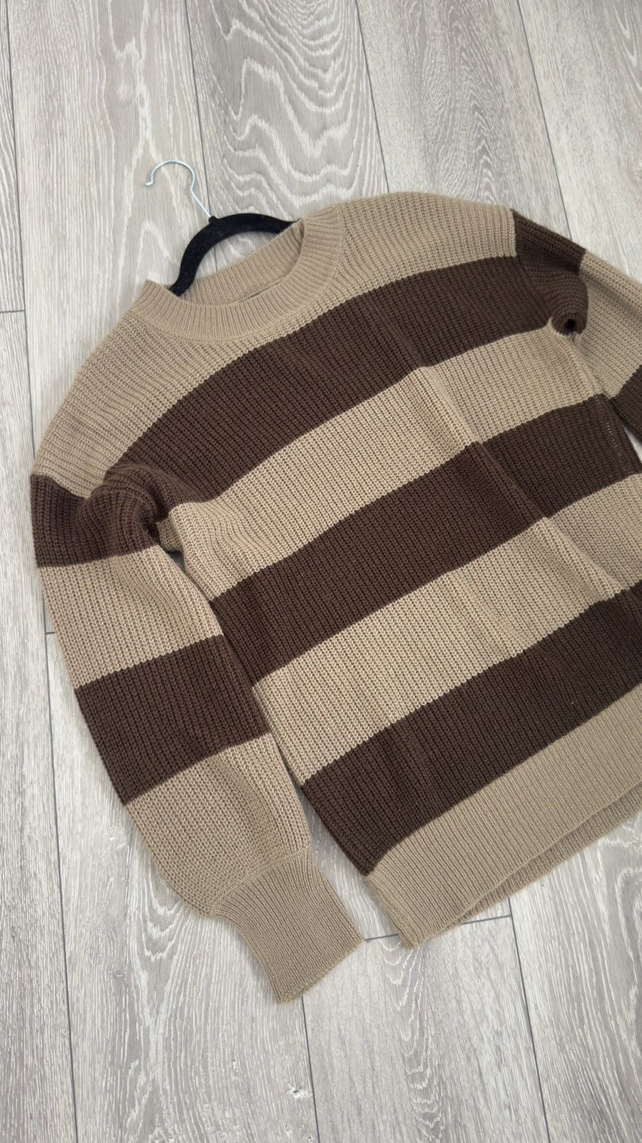 Fashion Nova Fashion Nova Brown and Beige Striped Knit Sweater Size L / US 10 / IT 46 - 2 Thumbnail