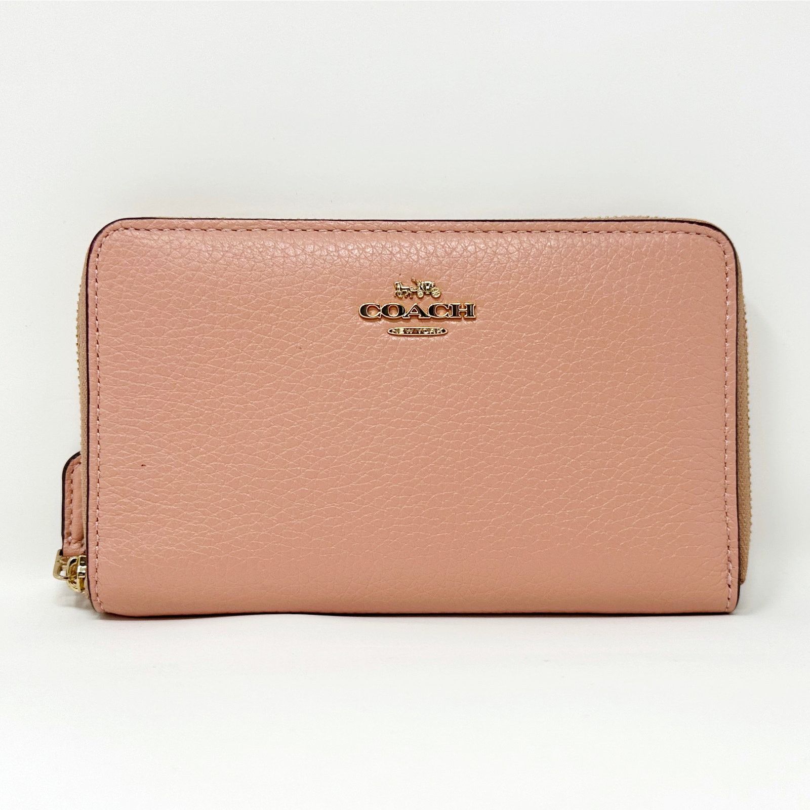 Coach Medium Id Zip Wallet in Shell Pink Leather C4124 New