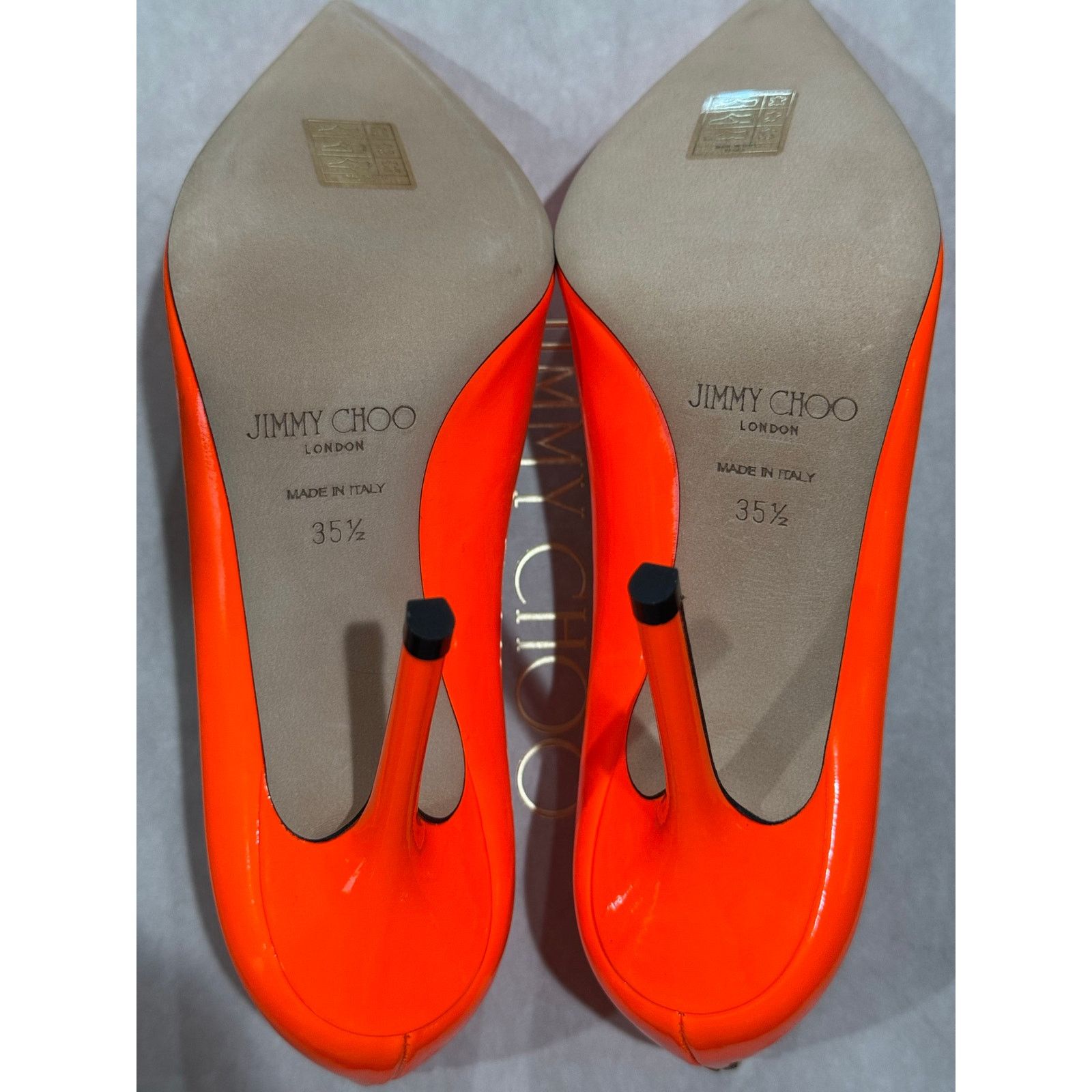 Jimmy Choo Jimmy Choo Love 100 Orange Patent Leather Pumps Size 35.5 EU Size US 5.5 / IT 35.5 - 12 Thumbnail
