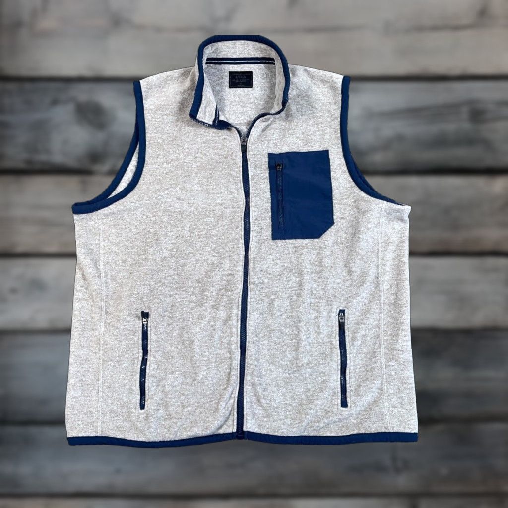 Abercrombie & Fitch Abercrombie & Fitch Zip Fleece Vest XL Beige Dark Blue Outdoor Hiking Size US XL / EU 56 / 4 - 1 Thumbnail