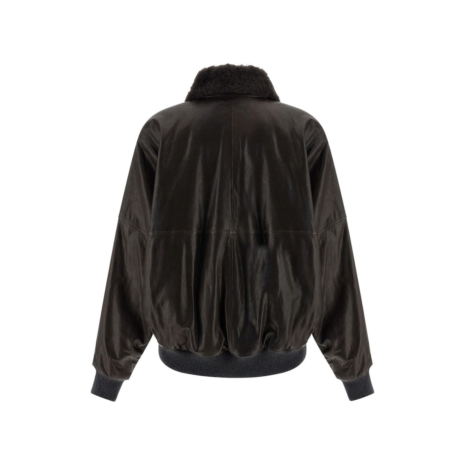 Brunello Cucinelli BRUNELLO CUCINELLI $11200 Cocoa Nappa Leather Aviator Jacket Size M / US 6-8 / IT 42-44 - 2 Thumbnail