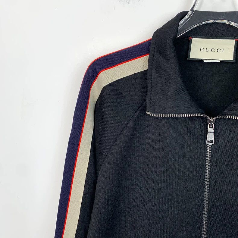 Gucci Gucci Black side stripe logo printed lapel zipper jacket 25 Size US M / EU 48-50 / 2 - 3 Thumbnail