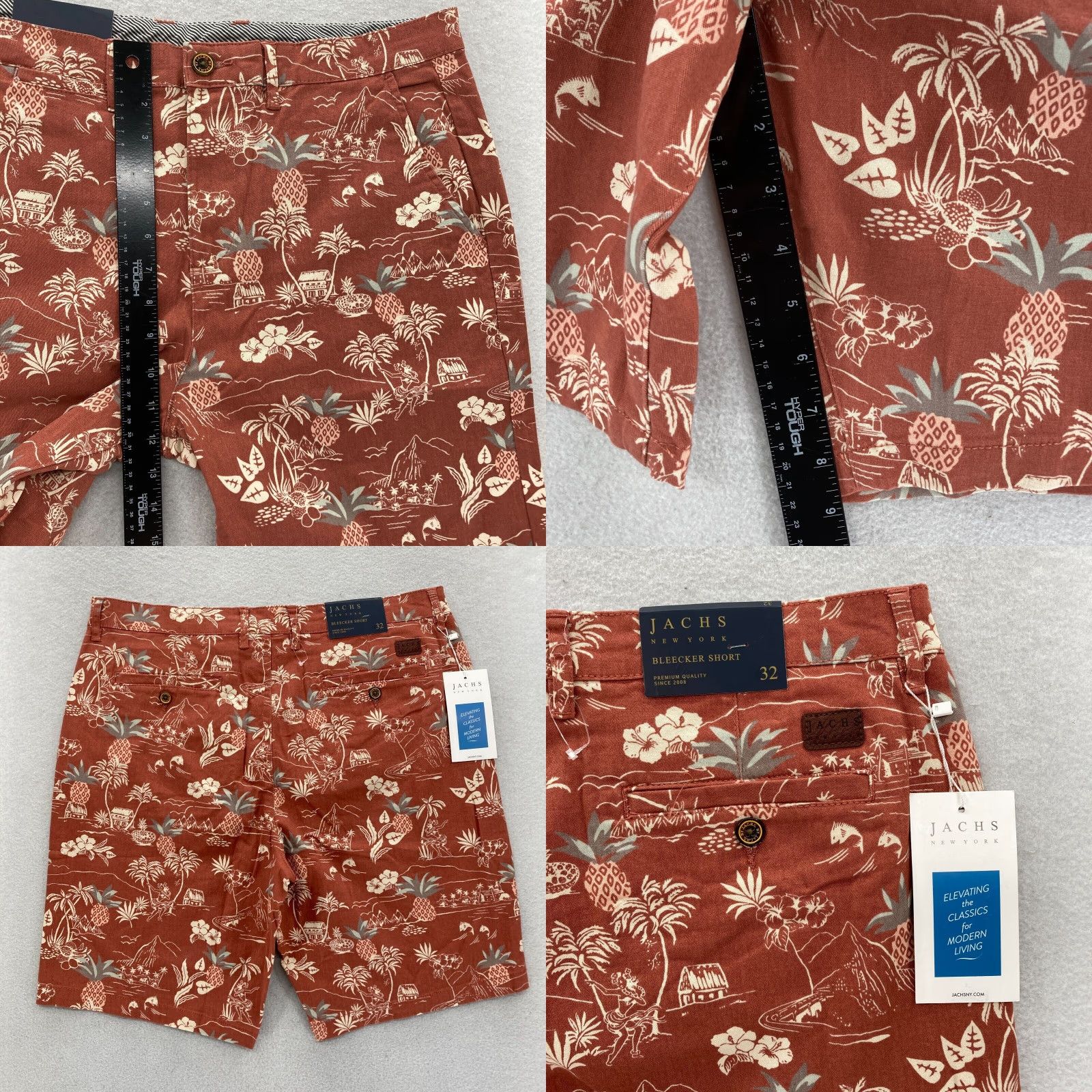 Vintage JACHS New York Bleecker Short Mens 32 Red Hawaiian Pineapple Vacation Travel NWT Size US 32 / EU 48 - 8 Thumbnail