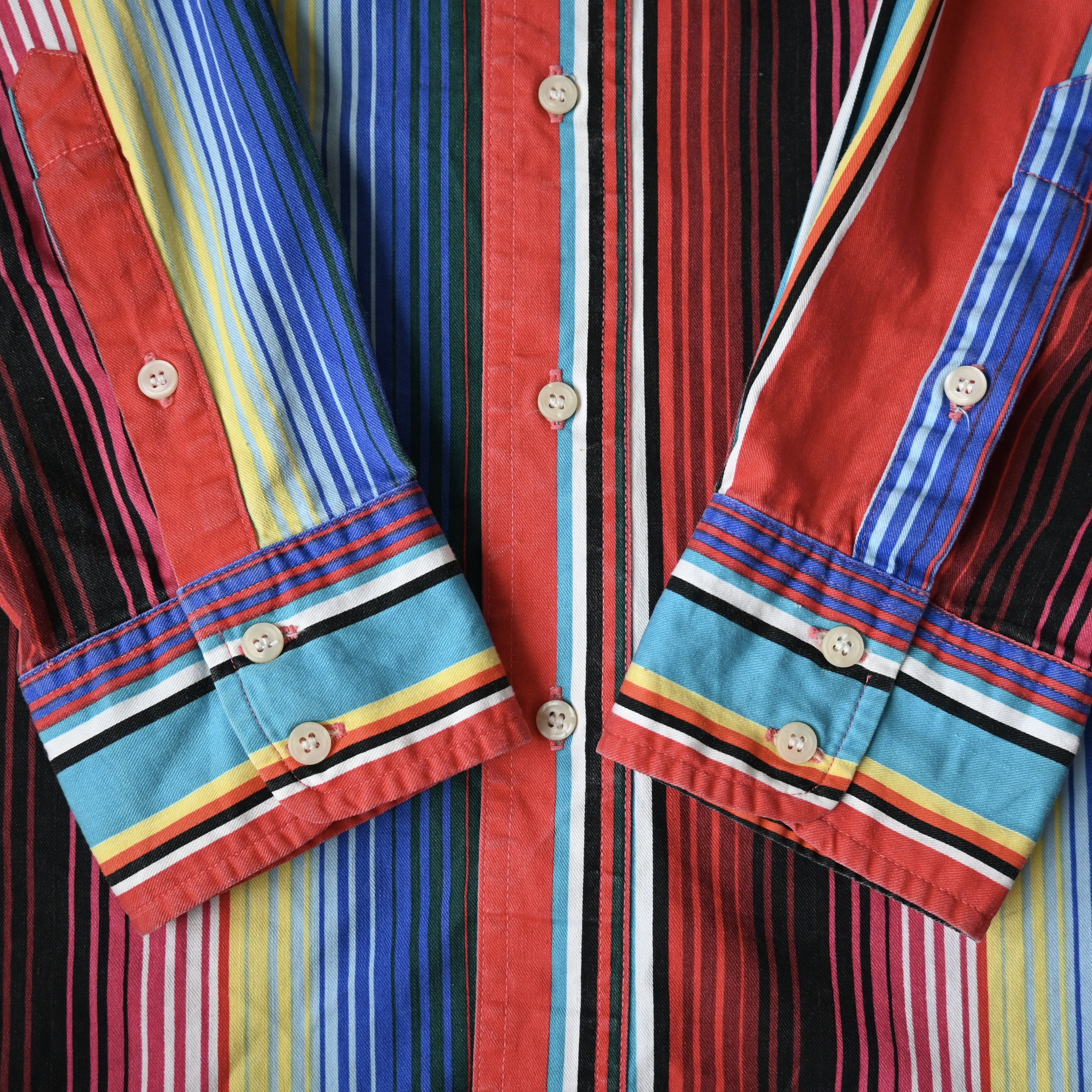 Vintage VTG Wrangler red base sunlight stripe cotton western shirt Size US XL / EU 56 / 4 - 10 Thumbnail