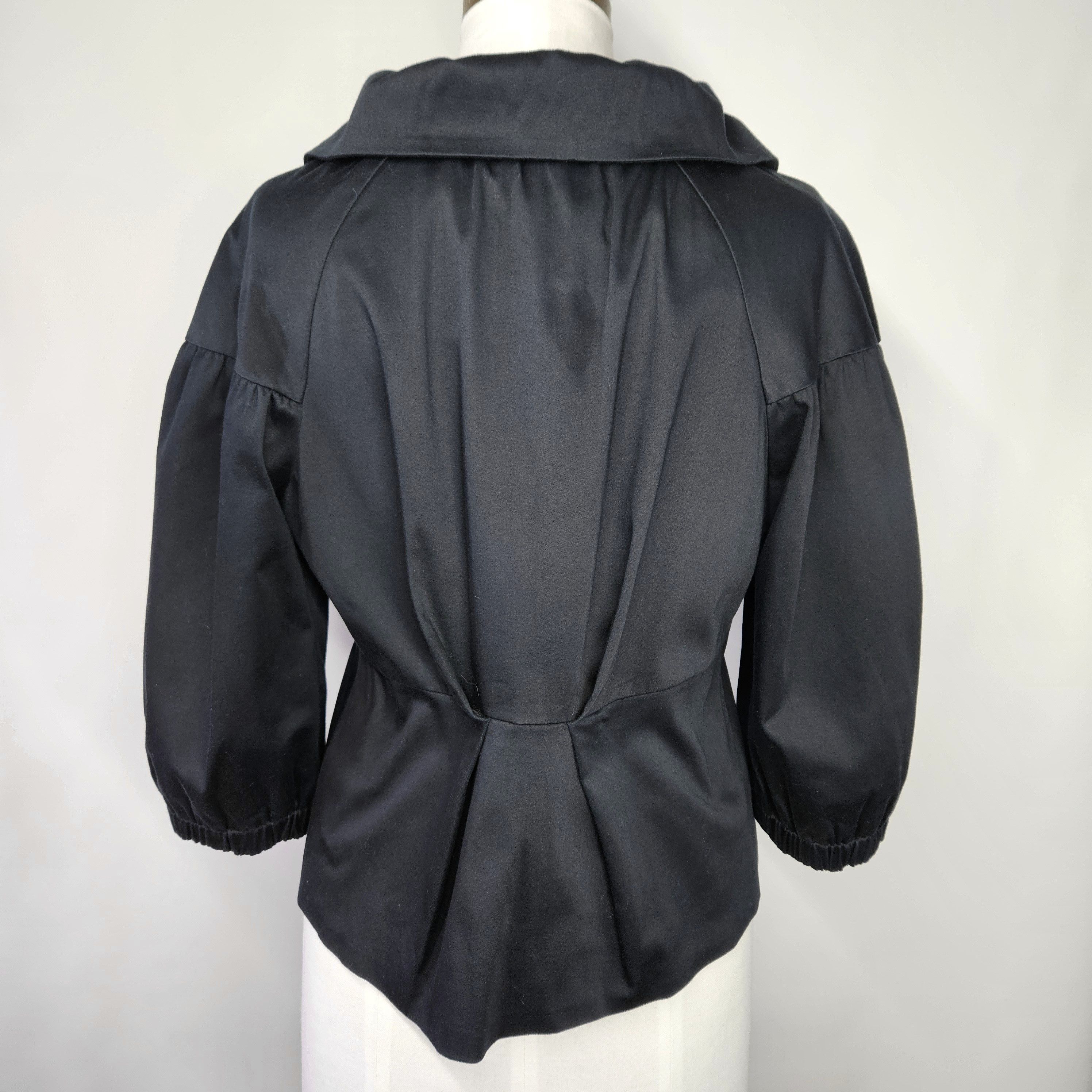 Other Elle Size L Blazer Jacket Black Puff Sleeves Cotton Zipper Size L / US 10 / IT 46 - 3 Thumbnail