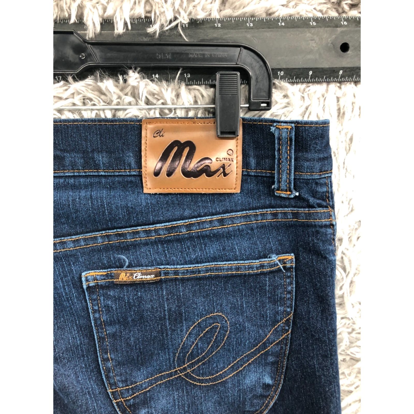 Vintage Max Climax Jeans 38 Mens Straight Mid Rise Dark Blue Wash Denim 5-Pocket Regular Fit Belt Loops Size US 38 / EU 54 - 6 Thumbnail