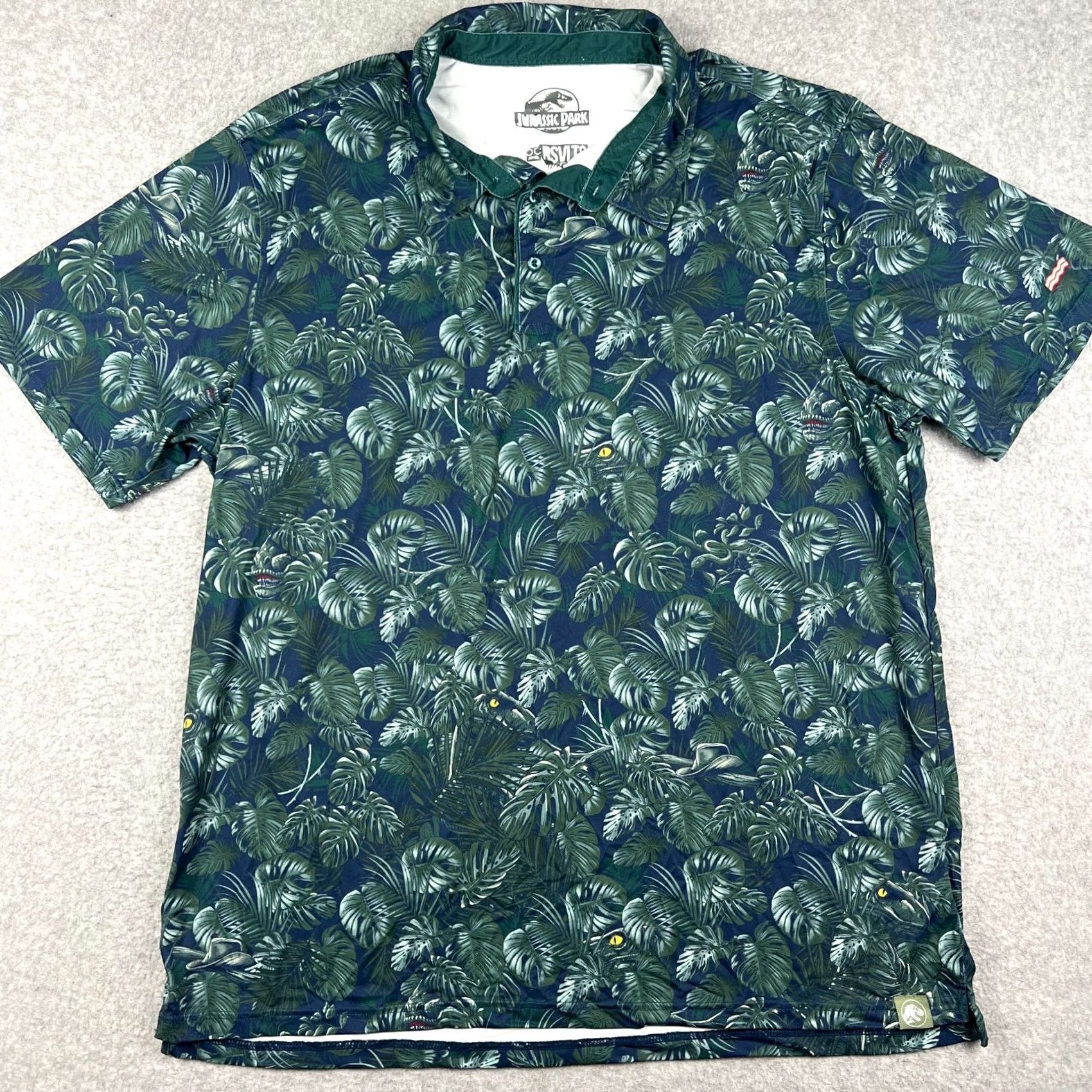 Vintage RSVLTS Jurassic Park Raptors Clever Girl Polo Shirt 2XL Men Breakfast Balls Golf Size US XXL / EU 58 / 5 - 2 Thumbnail