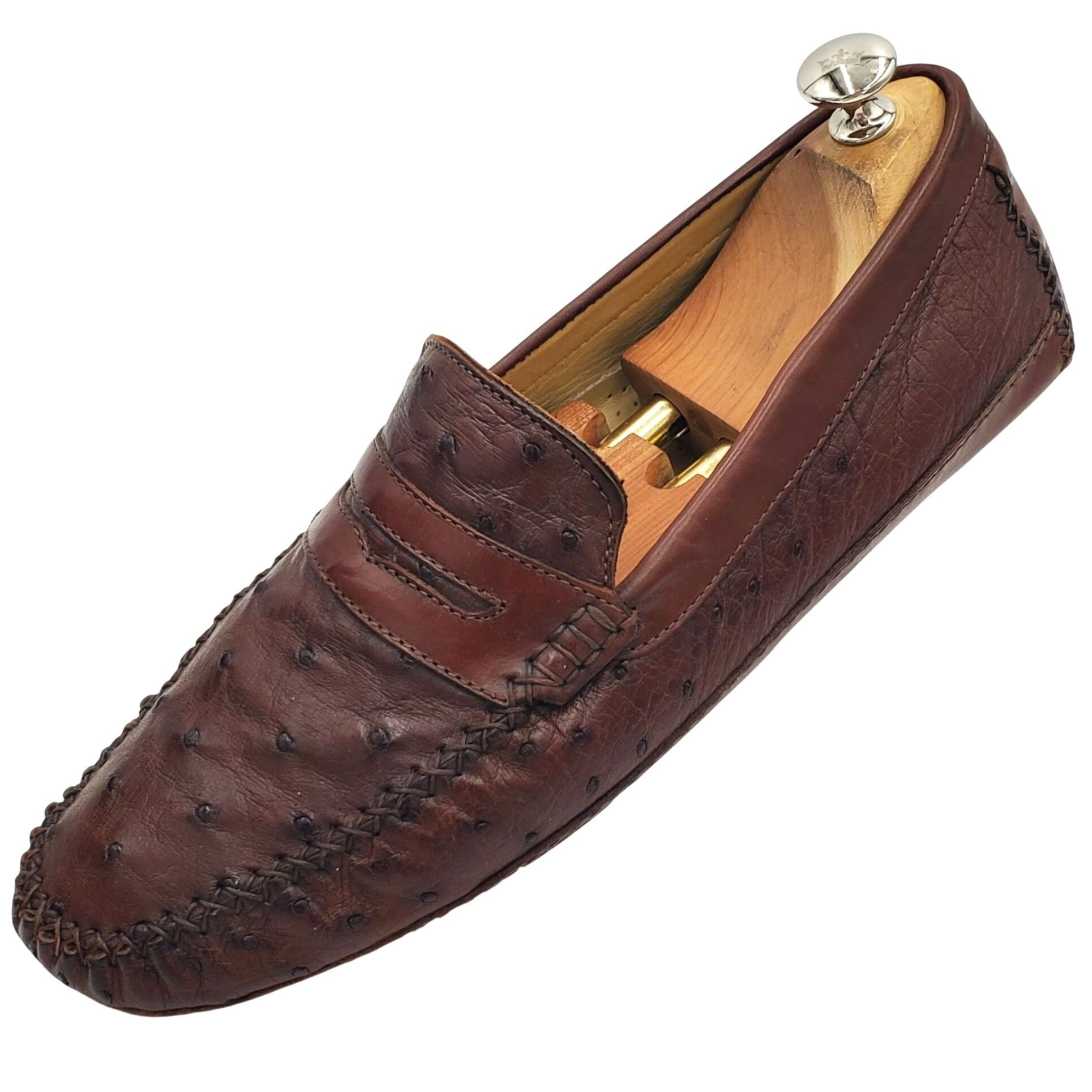 Zelli Italy Zelli Indy Men's size 10 Brown Ostrich Leather Casual Size US 10 / EU 43 - 6 Thumbnail