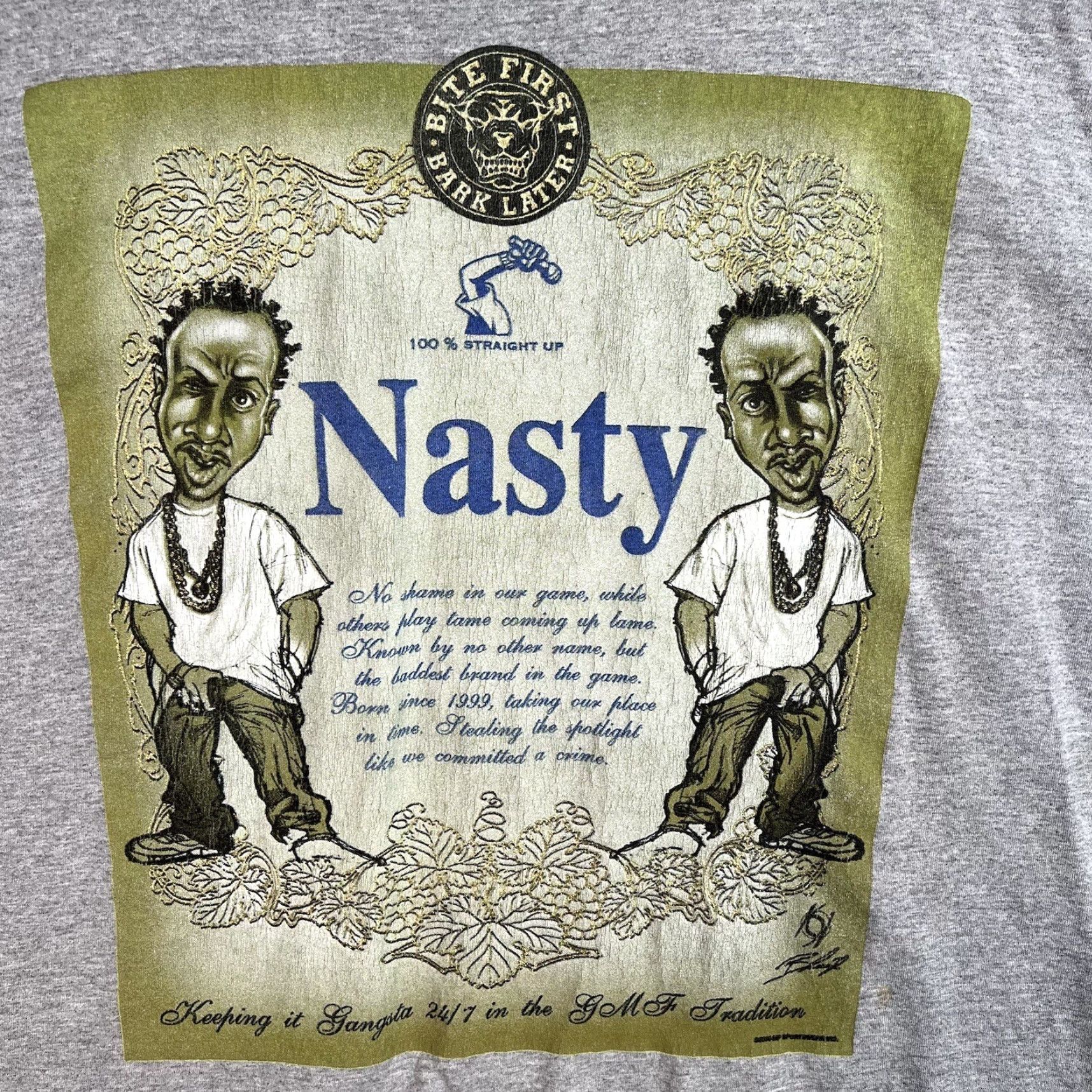 Vintage VINTAGE Give Me Face T Shirt Gray 3XL Mens Adult Y2K Keepin It Gangsta Graphic Tee Style 2000s Shirt Mens Size US XXL / EU 58 / 5 - 4 Thumbnail