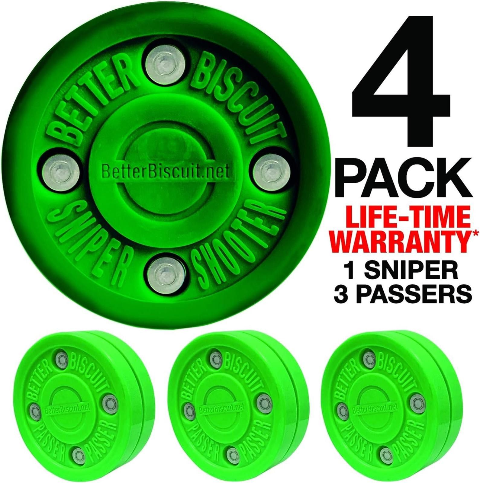 Other 4Pck Green Better Biscuit Hockey Pucks Hockey 3 Pass 1 Shoot Size ONE SIZE - 2 Thumbnail