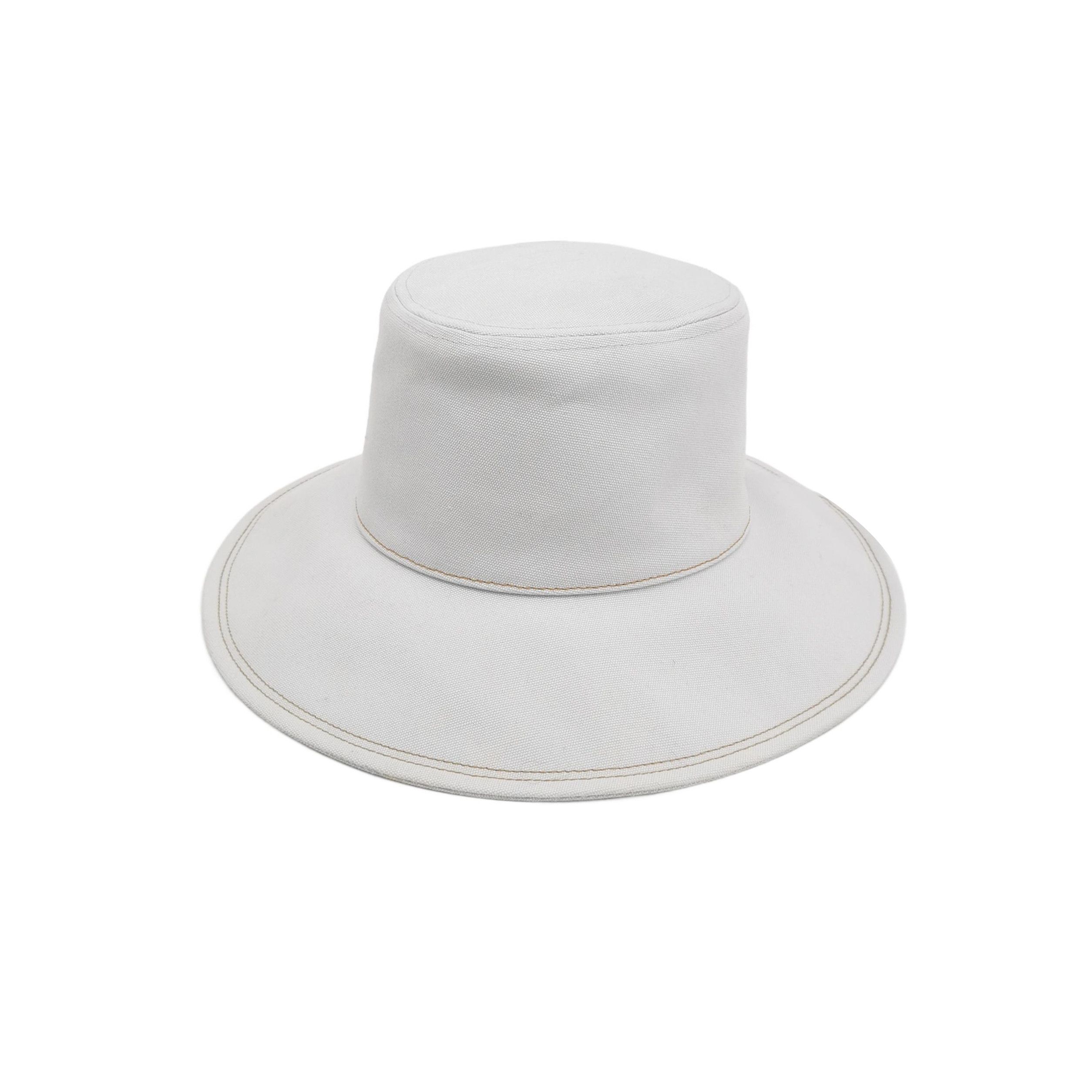 Hermès Canvas Bucket Hat Size 57 in White, Women's