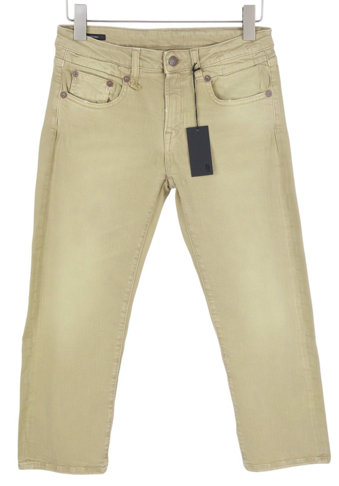 R13 BOY STRAIGHT 28 Khaki Stretch Cropped Light Ankled 86306 Size 28" / US 6 / IT 42 - 3 Thumbnail