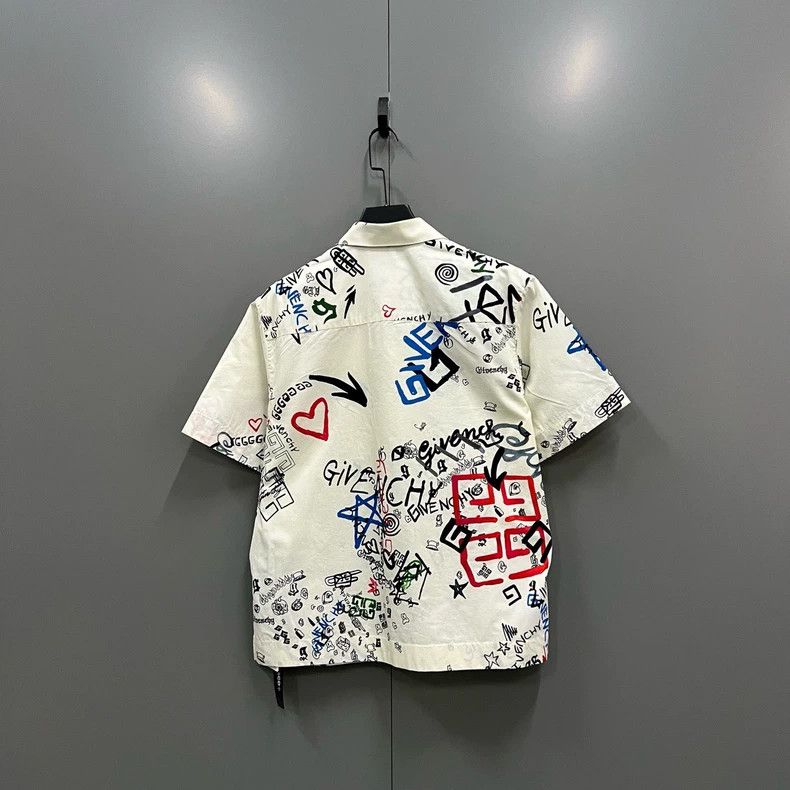 Givenchy Givenchy Size38 Graffiti Printed Zip Up Short Sleeve Shirt Size US M / EU 48-50 / 2 - 2 Thumbnail