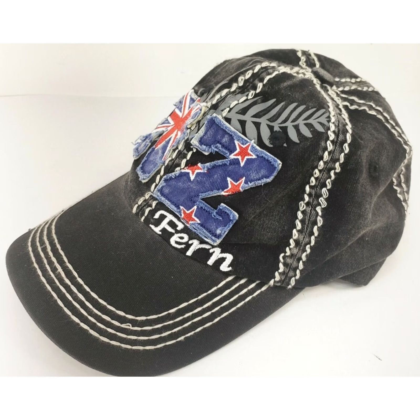 Bally NEW ZEALAND FERN BLACK ADJUSTABLE STRAP HAT BALL CAP FLAG Big Stitch Embroidered HAT Size ONE SIZE - 2 Thumbnail