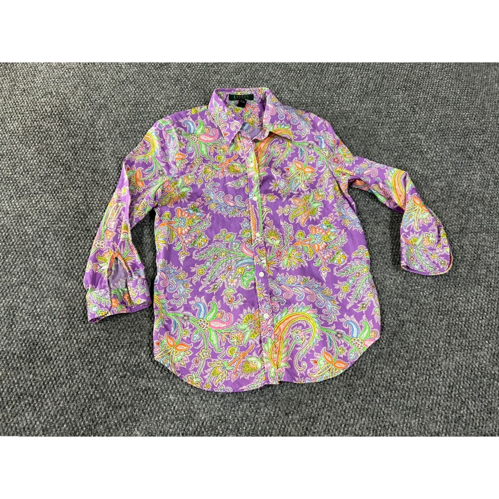 Ralph Lauren Lauren Ralph Lauren blouse Womens Small purple multicolor paisley button front Size S / US 4 / IT 40 - 2 Thumbnail