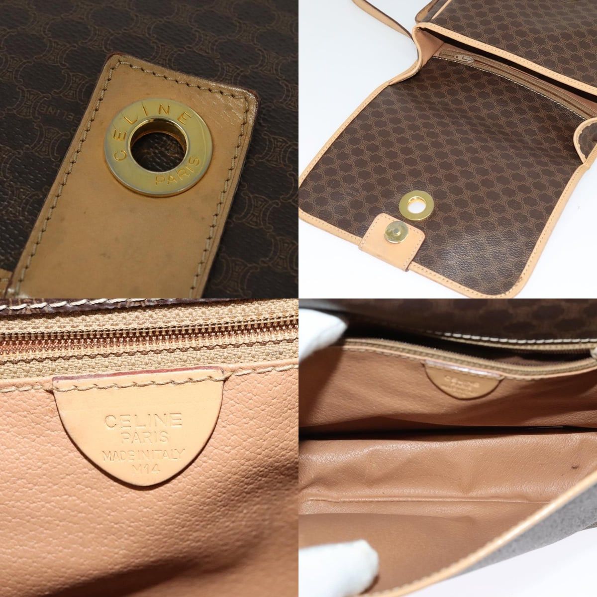 Celine CELINE Macadam Canvas Shoulder Bag Pvc Leather Brown Gold Size ONE SIZE - 11 Thumbnail