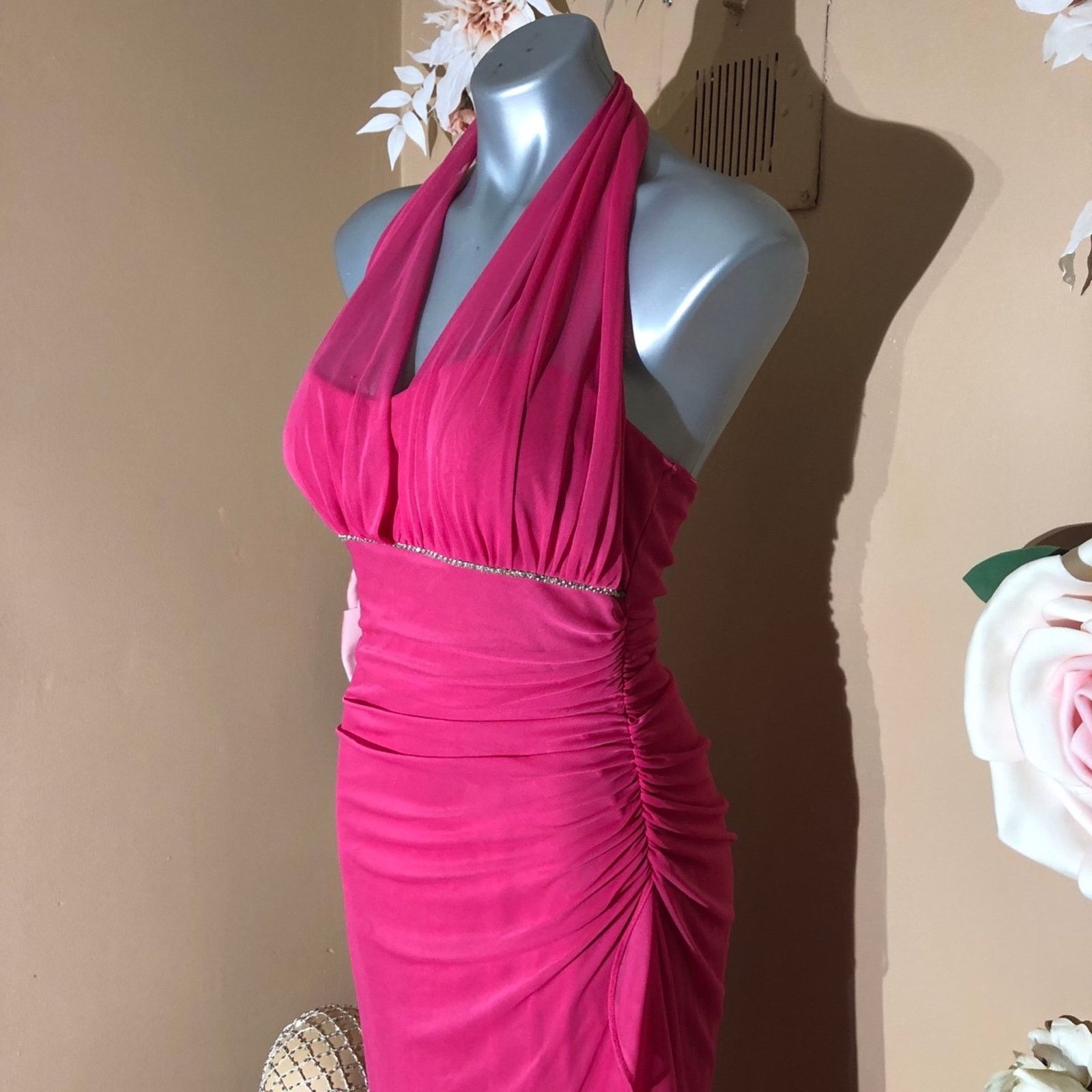 & Other Stories Pink halter rhinestones, ruffle, sheer Size L / US 10 / IT 46 - 4 Thumbnail