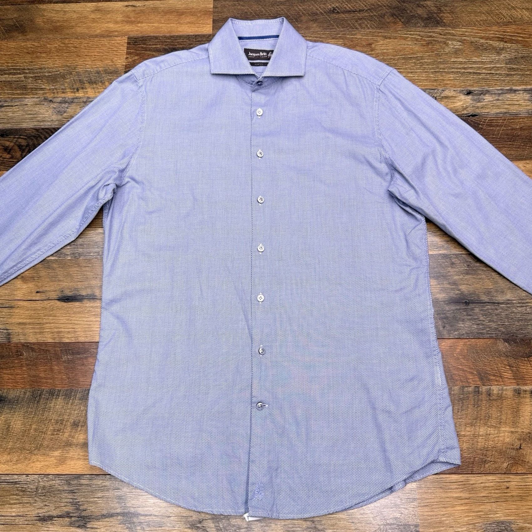 Vintage Jacques Britt Shirt Mens M 15.75 40 Blue Button-Up Geometric Long Sleeve Collared Slim Regular Workwear Formal Designer Shirt Size US M / EU 48-50 / 2 - 3 Thumbnail