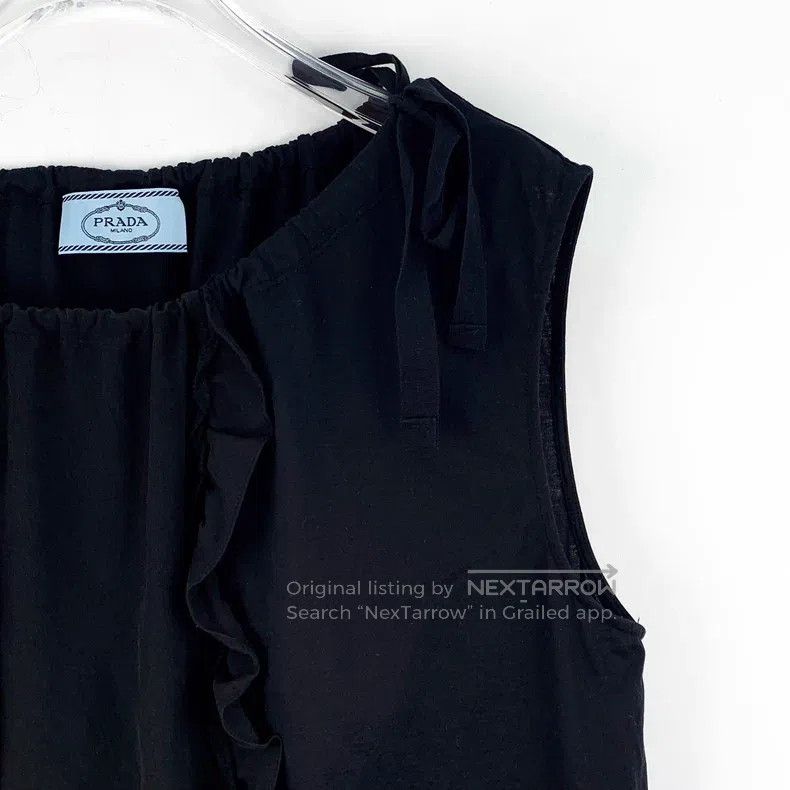 Prada Prada Black lace design cotton round-neck sleeveless shirt Size M / US 6-8 / IT 42-44 - 3 Thumbnail
