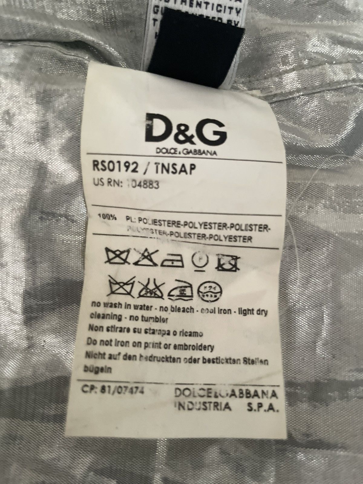 Dolce & Gabbana D&G "Metallic Silver" Dress Shirt Size US S / EU 44-46 / 1 - 7 Thumbnail