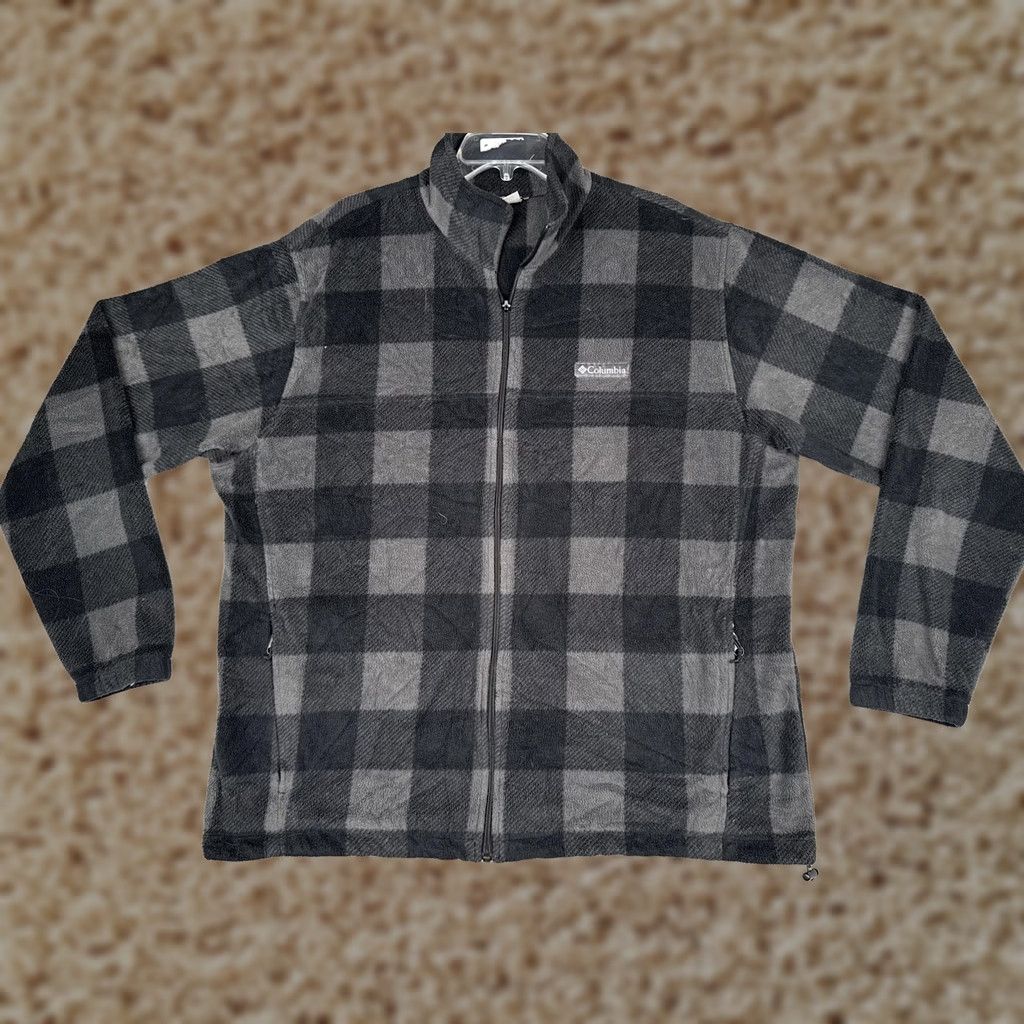 Vintage Columbia Fleece Jacket Mens XL Gray Black Plaid Full Zip Pockets Outdoor Hiking Size US XL / EU 56 / 4 - 1 Thumbnail