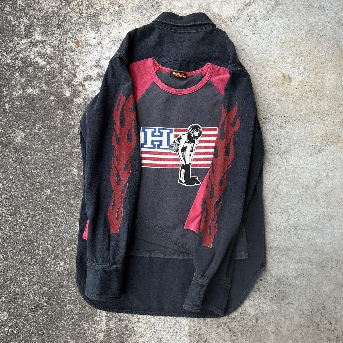 Hysteric Glamour × Kapital × Kapital Kountry Kapital x Hys American flag long sleeve western flames shirt Size US L / EU 52-54 / 3 - 1 Thumbnail