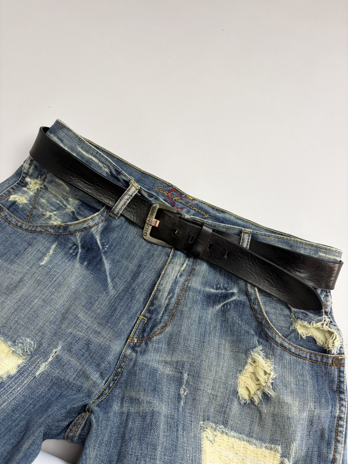 Diesel Vintage Diesel Belt Y2K Rhinestones Punk Leather size 34/36 Size 34 - 1 Thumbnail