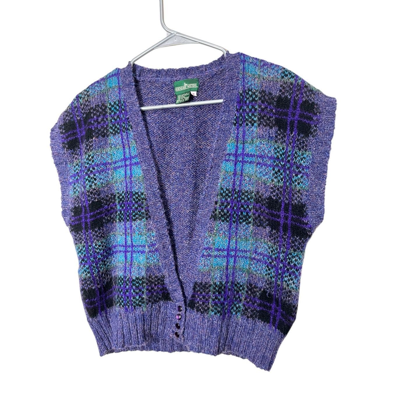 Other Vintage Boundary Waters Sweater Vest Cardigan Purple/blue Plaid Wool Blend M Size M / US 6-8 / IT 42-44 - 2 Thumbnail